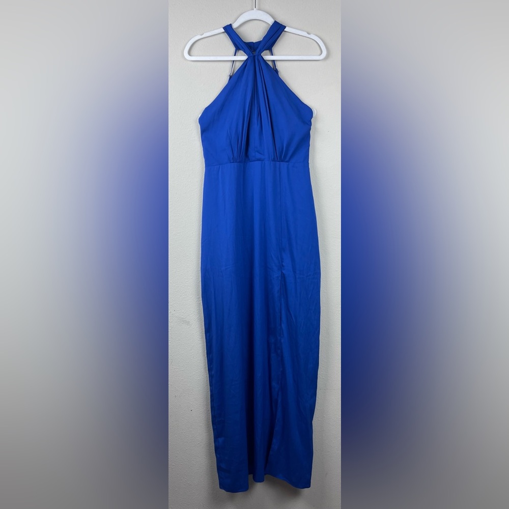 DRESS FORUM Blue Halter Maxi Dress size M